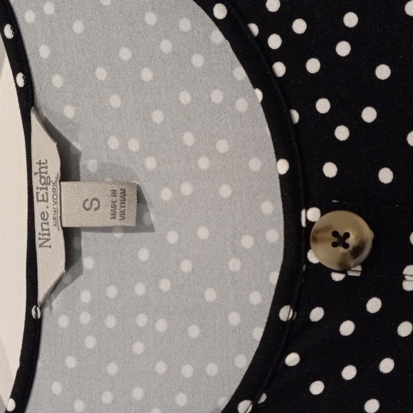 Nine.Eight Women's Button-Down Skater Mini Spring Summer Dress black with dots - Picture 6 of 15